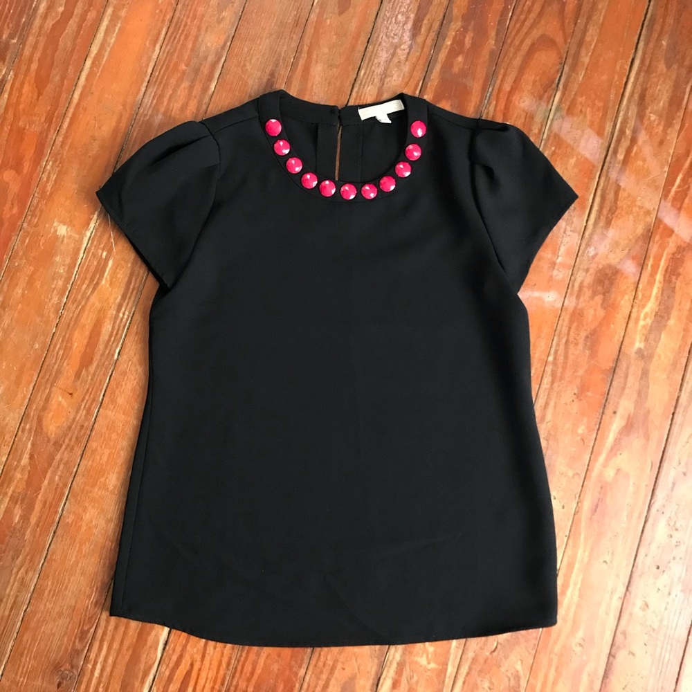 Banana Republic•black top with pink jewels•S•••182